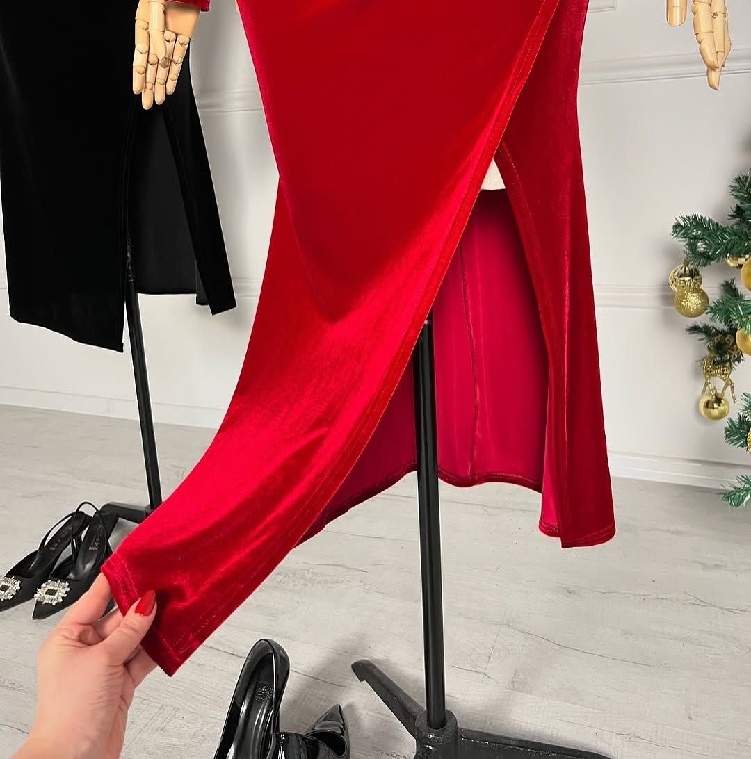 Robe slim en velours à manches sulfpour femme