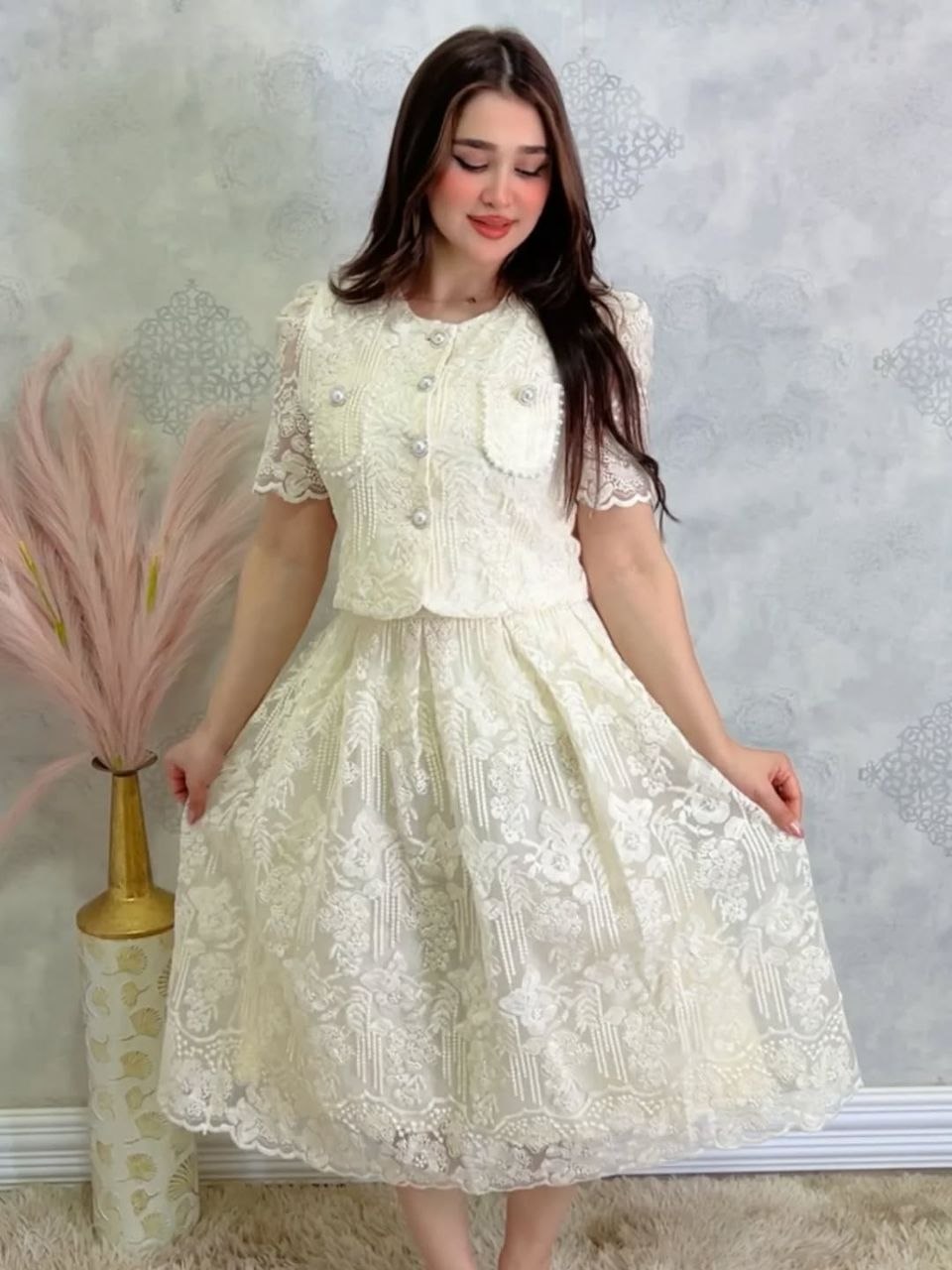Ensemble 🦋2 en dentelle a manche courte